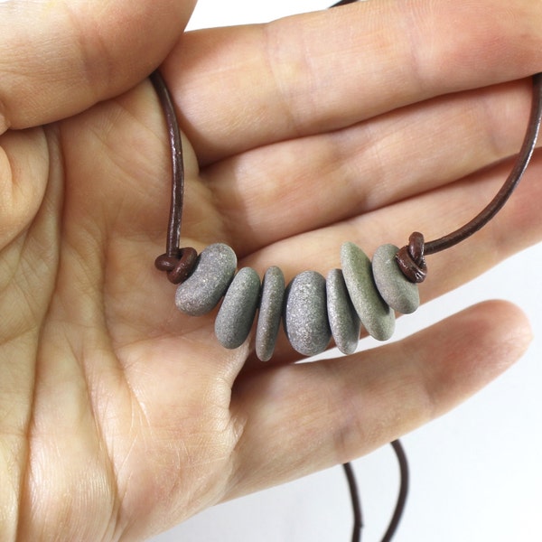 rock necklace zen necklace buddhist stone stack spiritual stacked stones natural stone necklace cairn necklace drilled beach stone leather