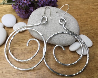 large lightweight earrings aluminium hoop earrings swirl drop earrings statement earrings large circle earrings big hoop earrings modern