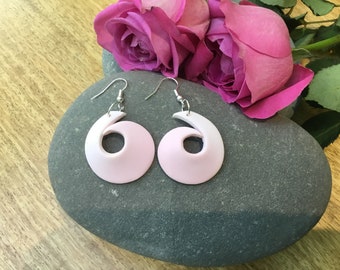 pink lightweight dangle earrings swirl earrings mothers day gift unusual gift woman uk earrings sterling silver pale pink ombre