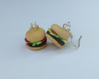 burger earrings junk food earrings fast food earrings cheeseburger earrings food lover gift veggie burger earrings stocking stuffer her