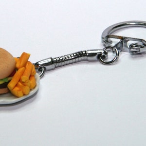 burger bag charm burger purse charm Food jewellery miniature burger fries burger and chips junk food key chain cheese burger fast food charm