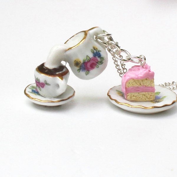 collier tea party Alice au pays des merveilles collier théière charmes gâteau collier me boire me charmes café collier de thé de l’après-midi collier de thé