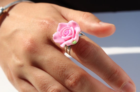 Rose Ring Pink Rose Ring Summer Ring Flower Ring Pink Flower Ring