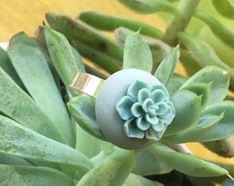 Succulent ring mini cactus ring Mini planter ring vegan ring gift for teen girl gardener gift plant gift succulent jewellery flower ring