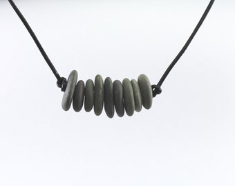 rock necklace zen necklace buddhist stone stack spiritual stacked stones natural stone necklace cairn necklace drilled beach stone leather
