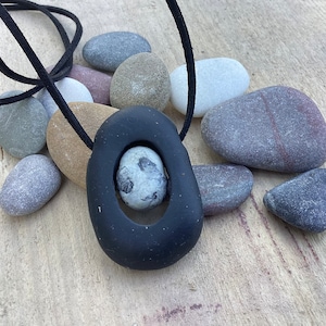 faux stone necklace zen necklace buddhist stone stack spiritual stacked stones faux rock necklace cairn necklace faux beach stone vegan