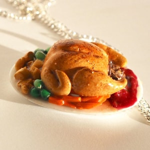 Thanksgiving turkey necklace Christmas turkey necklace roast turkey charm mini food pendant holidays turkey food jewellery Christmas dinner