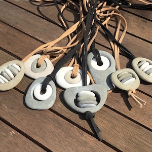 rock necklace zen necklace buddhist stone stack spiritual stacked stones natural stone necklace pebble necklace drilled beach stone pendant