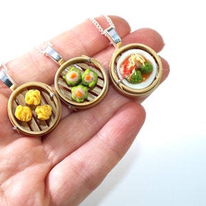 chinese take out dim sum necklace chinese food jewellery asian food necklace bento box mini dim sum necklace miniature food dim sum charm