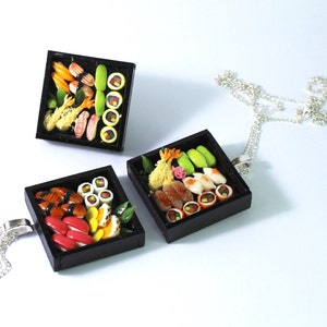 sushi necklace japenese food jewellery asian food necklace bento box necklace mini sushi necklace miniature food necklace tiny sushi charm image 6