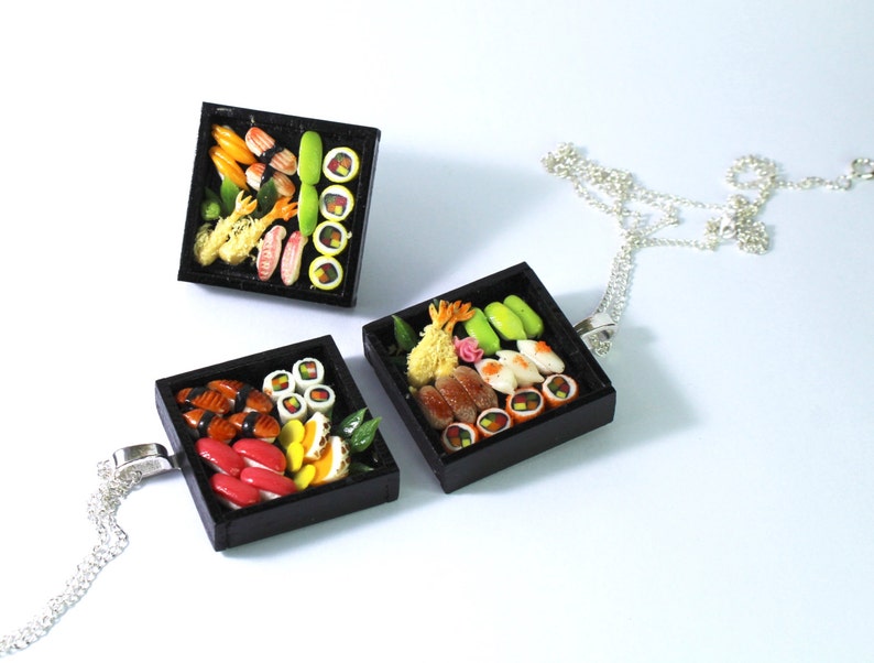 sushi necklace japenese food jewellery asian food necklace bento box necklace mini sushi necklace miniature food necklace tiny sushi charm image 6