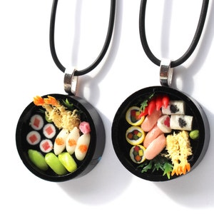 sushi necklace japenese food jewellery asian food necklace bento box necklace mini sushi necklace miniature food necklace tiny sushi charm image 4