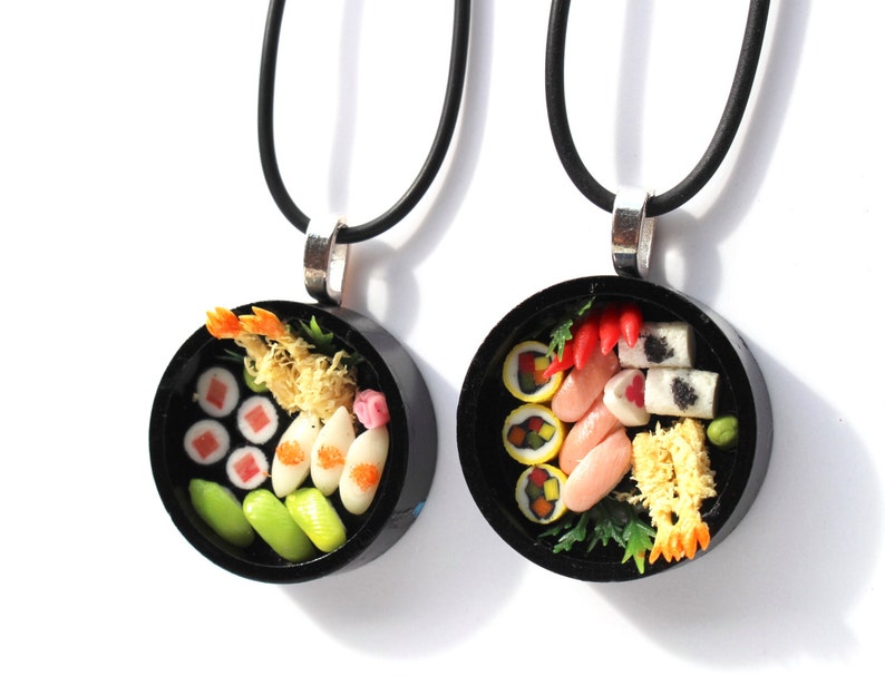sushi necklace japenese food jewellery asian food necklace bento box necklace mini sushi necklace miniature food necklace tiny sushi charm image 4