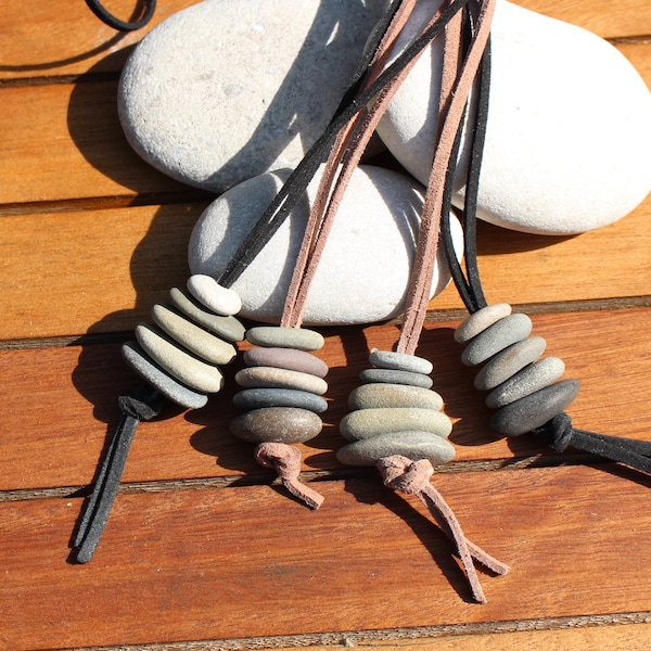 rock necklace zen necklace buddhist stone stack spiritual stacked stones natural stone necklace cairn necklace drilled stone vegan necklace