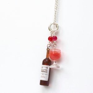 Red wine drinker gift red wine necklace wine bottle charms glass of wine wine glass necklace wine lover gift wine pendant