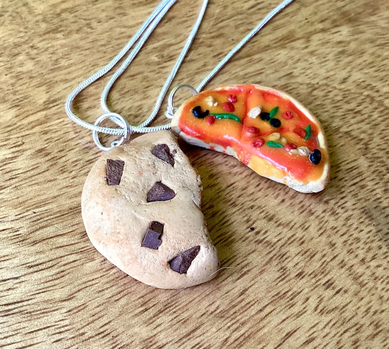 cookie friendship necklace kawaii chocolate chip gift for girl teenager best friends bff two part necklace mini food bag charms girlfriend image 7