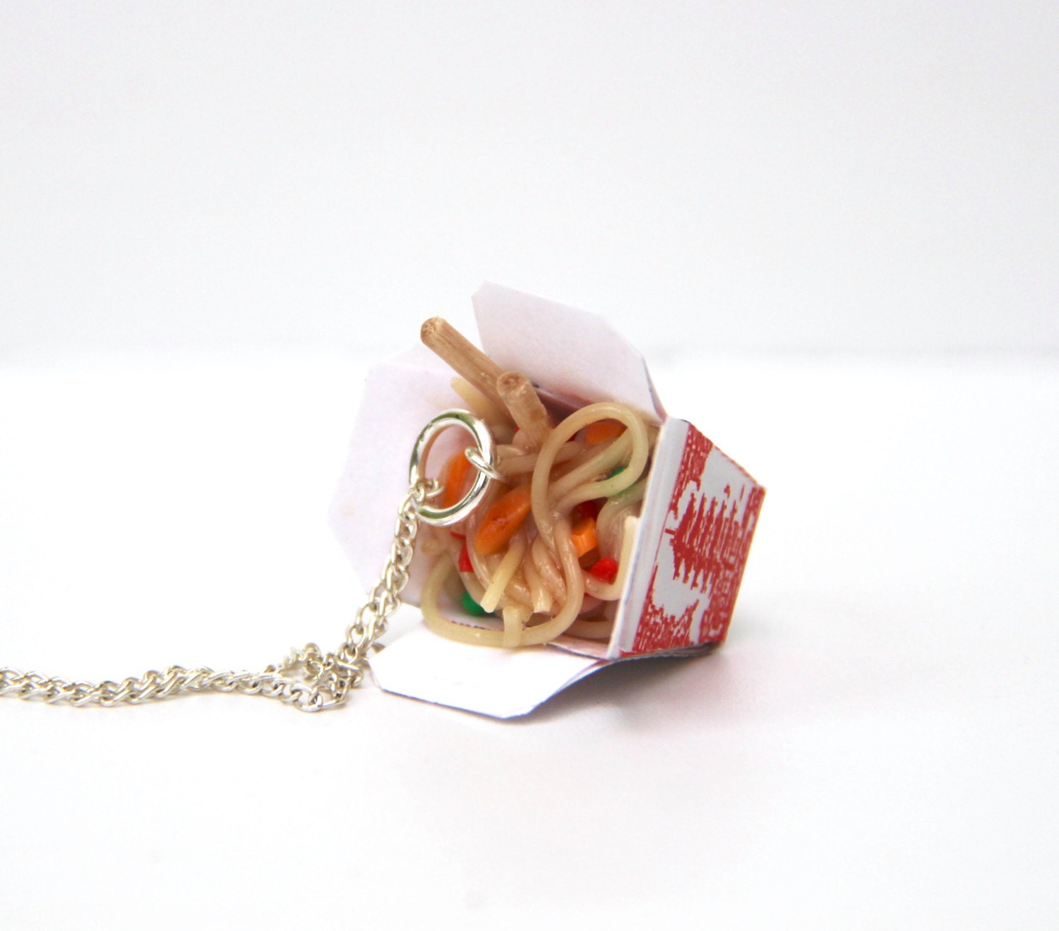 noodle necklace chinese take out necklace chinese take away food miniature food jewellery chow mien thai noodle pendant tiny noodle food