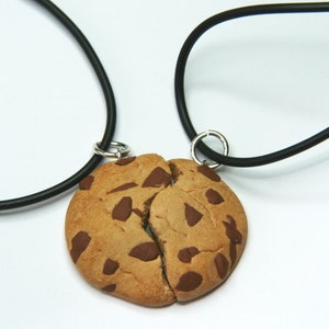 cookie friendship necklace kawaii chocolate chip gift for girl teenager best friends bff two part necklace mini food bag charms girlfriend image 3