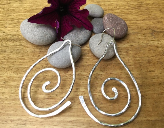 large lightweight earrings aluminium hoop earrings swirl drop earrings statement earrings large circle earrings big hoop earrings modern