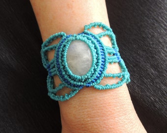 Micro macrame  cuff bracelet and moon stone