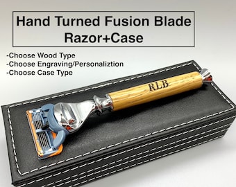 Personalized Fusion Blade Razor + Case | Choose Wood+Engraving+Case | Stocking Stuffer | Luxury Razor | Gift For Dads | Groomsman Gift