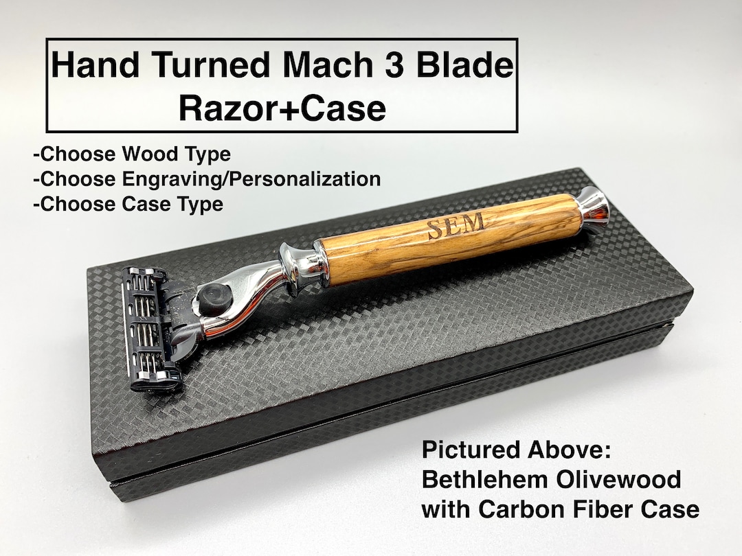 Engraved Mach 3 Razor+case|hand Made Wood Razor | Choose Wood + Case ...