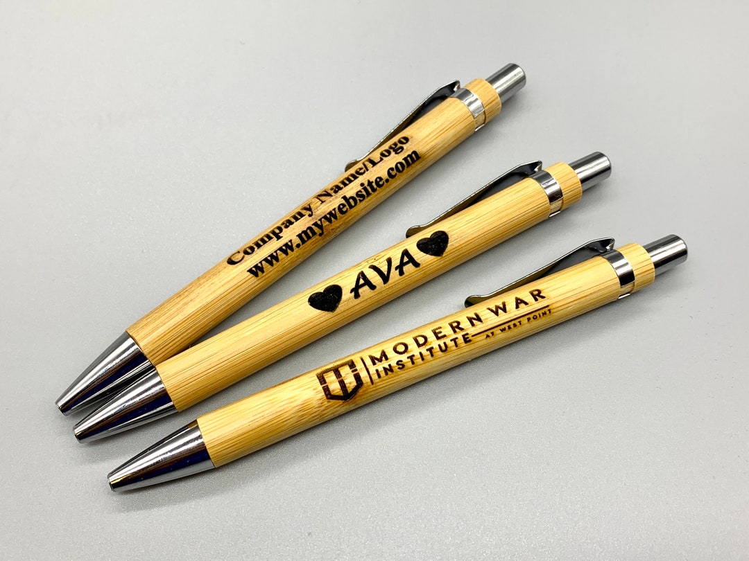Custom Engraved Bamboo Pen (retractable) + Extra Ink Refill | Engraving ...