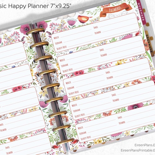 My Passwords Tracker Printable Planner Insert Page. A4 | Etsy