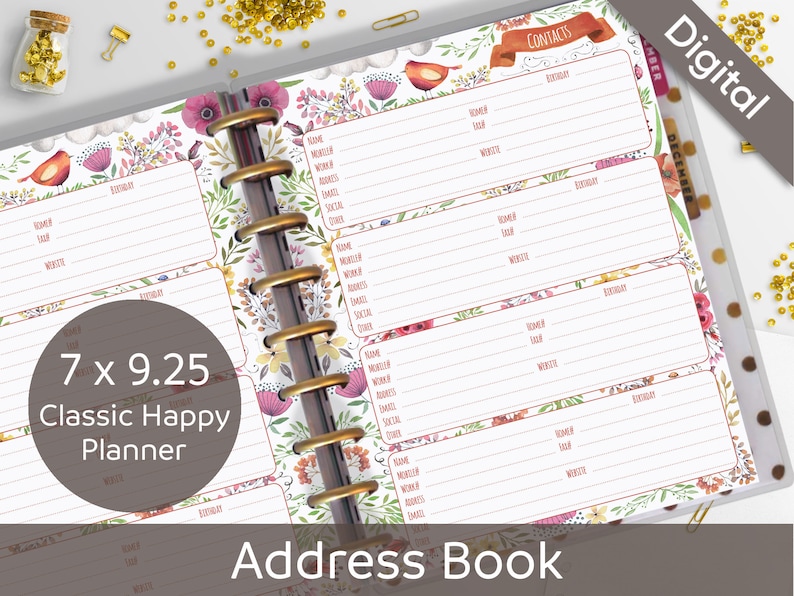 Classic Happy Planner Printable Pages Contacts Pages Address Etsy
