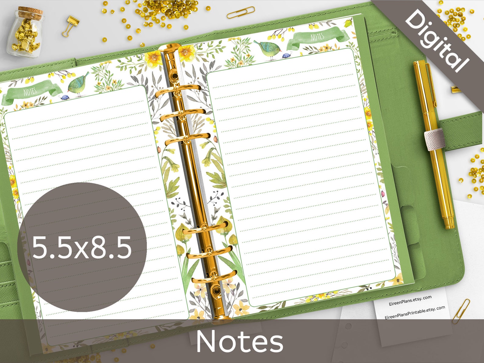 5.5x8.5 Notes Printable Half size printable refills Lined & | Etsy