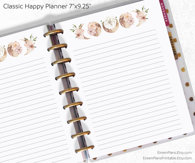 Classic Happy Planner Printable Notes Floral Moon Happy Etsy