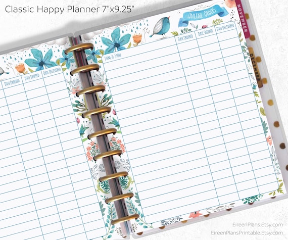 Classic Happy Planner Printable Pages Order Tracking Online | Etsy