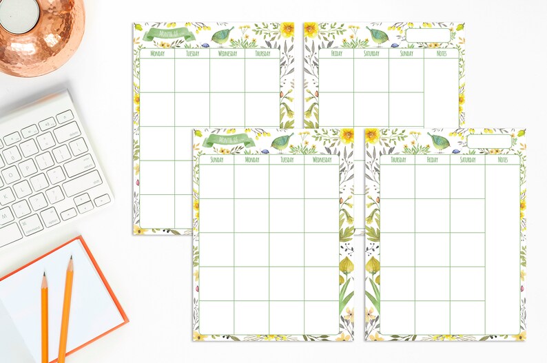 happy planner printable pages monthly calendar undated etsy