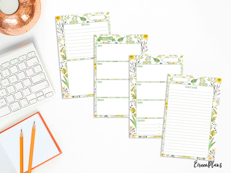 5.5x8.5 Weekly Planner Printable Undated Weekly Half Size | Etsy