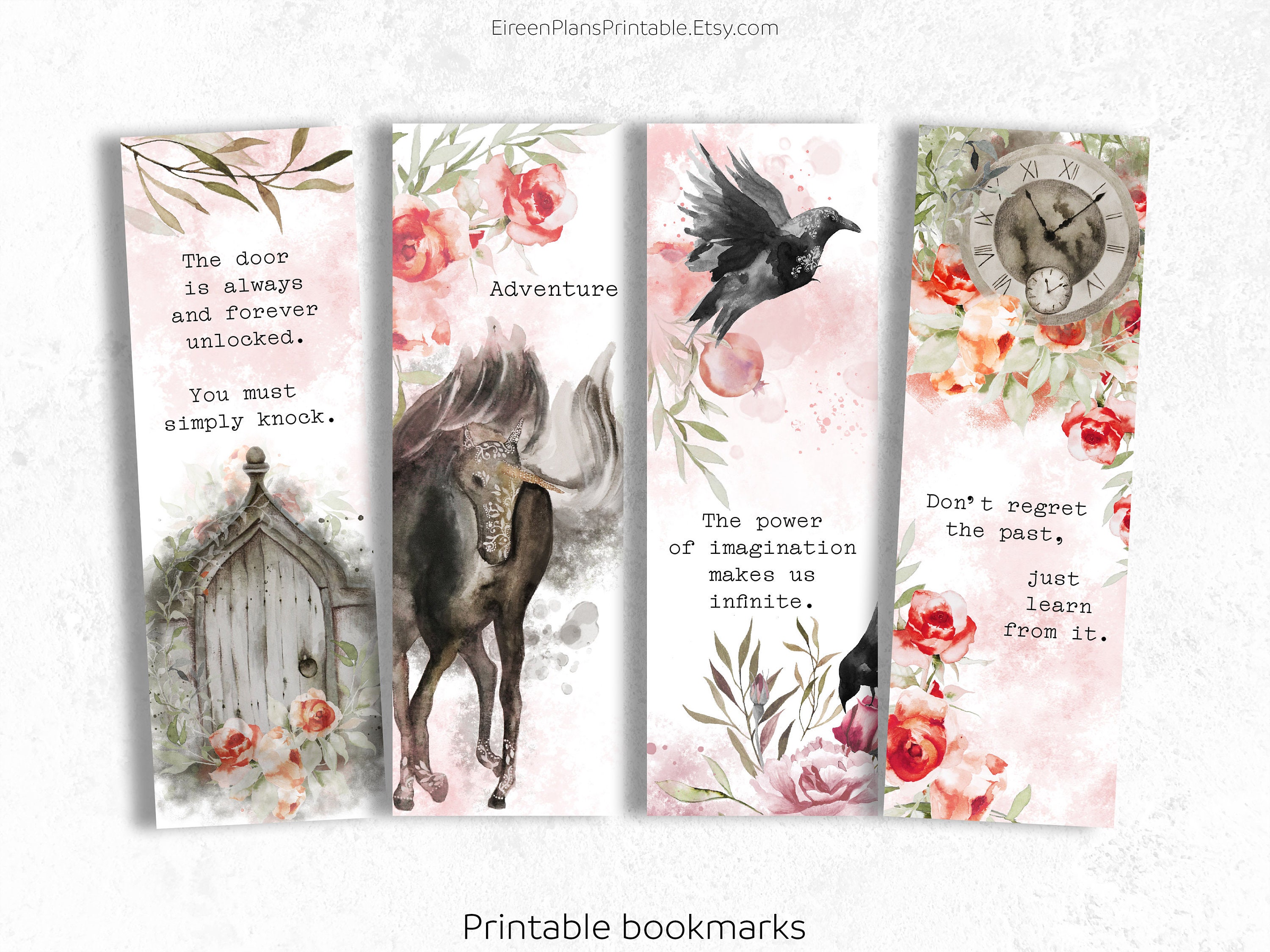 Fantasy Printable Bookmarks Set Of 4 Quotes Inspiration Etsy Singapore
