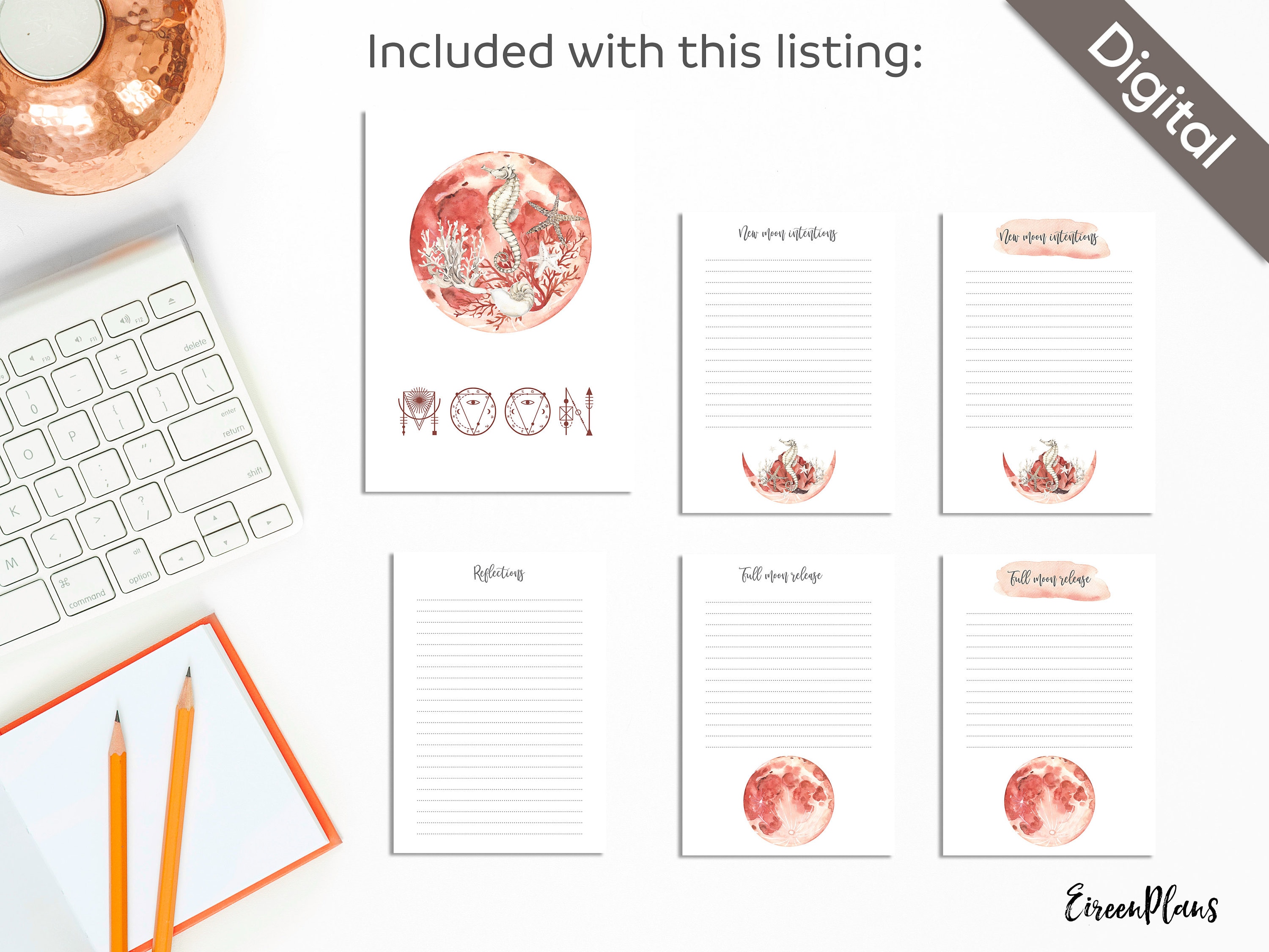 A5 Moon Diary Printable Planner inserts Moon rituals New | Etsy