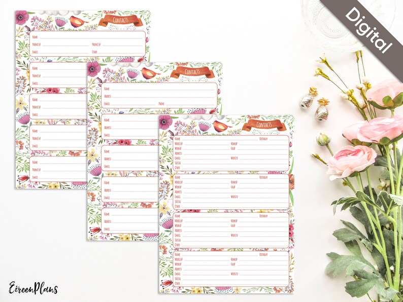 Classic Happy Planner Printable Pages Contacts Pages Address Etsy