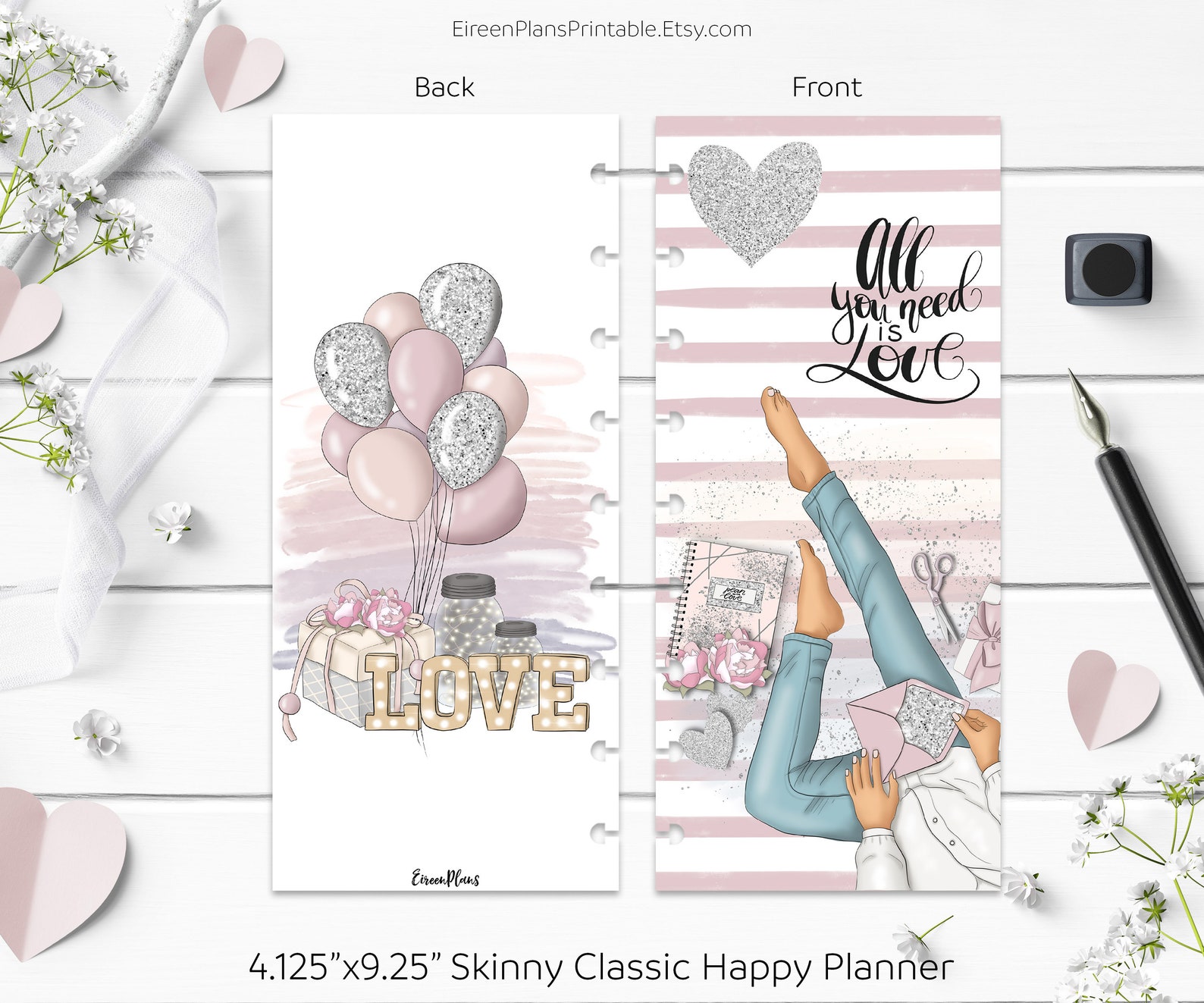 Skinny Classic Happy Planner Printable Cover or Dashboard Etsy