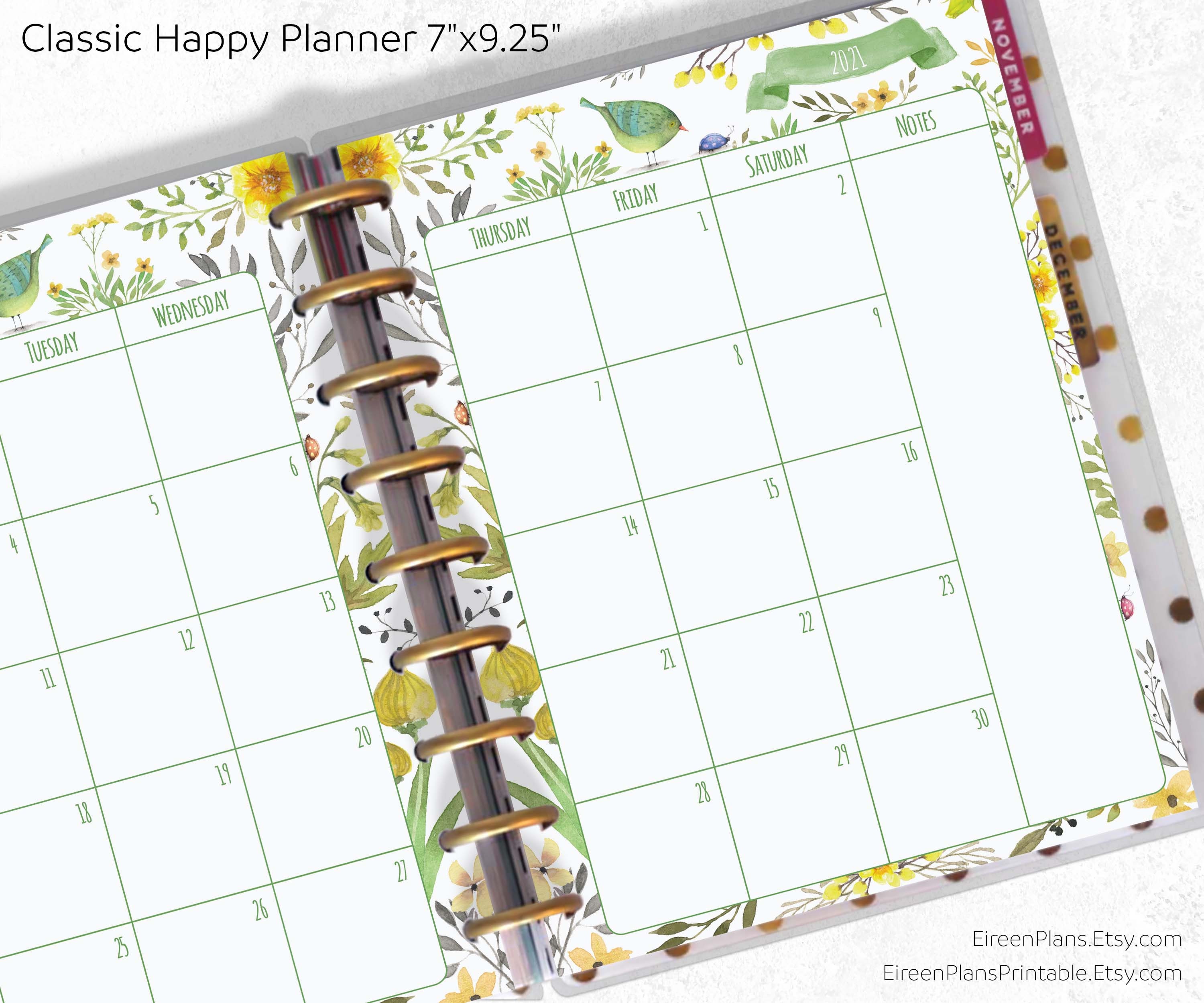 2020 2021 happy planner monthly printable pages monthly etsy