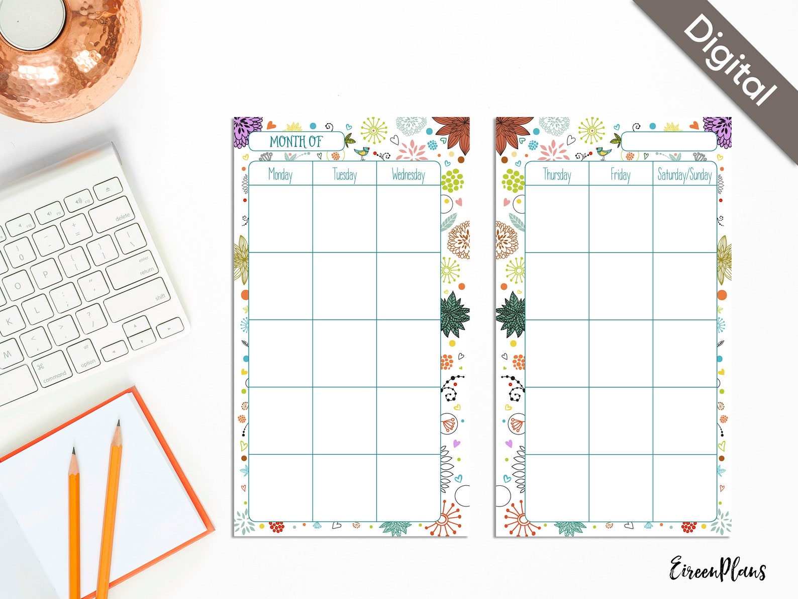 Monthly Calendar Planner Printable Filofax Personal Monthly Etsy