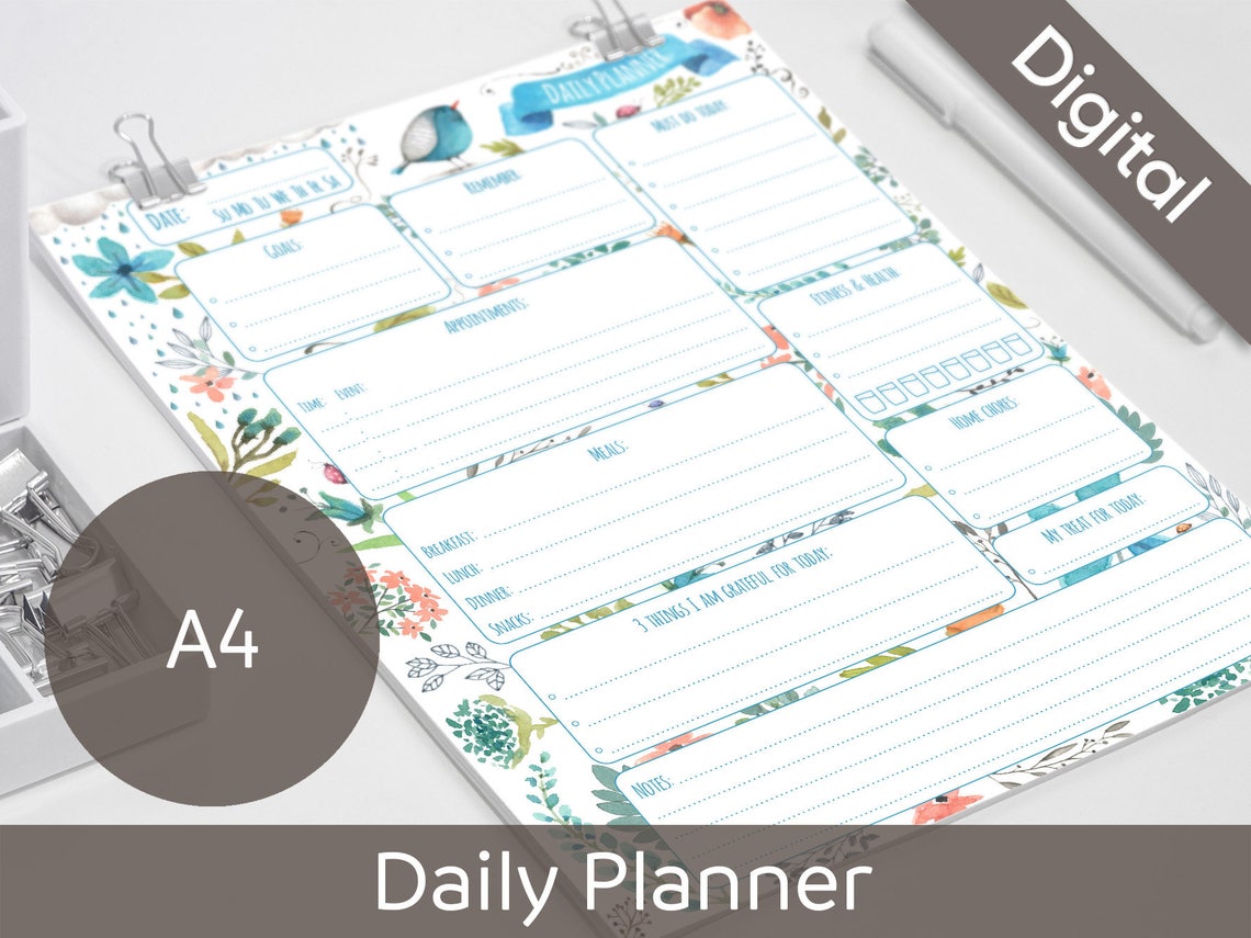 A4 Daily Planner Printable Printable Daily Schedule A4 | Etsy