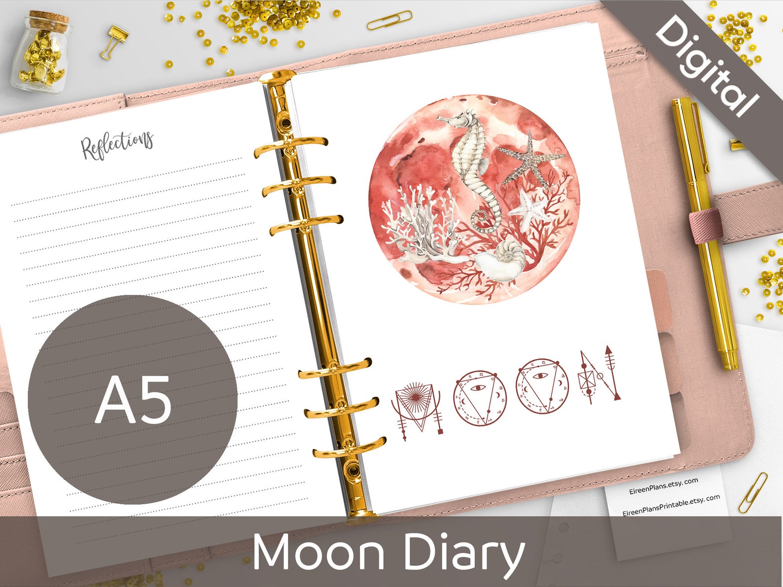 A5 Moon Diary Printable Planner inserts Moon rituals New | Etsy