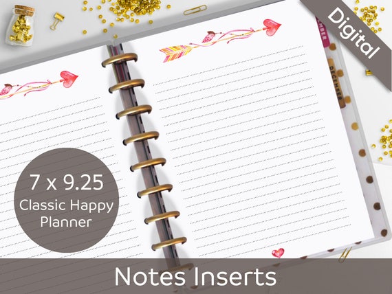 Classic Happy Planner Printable Notes Arrow Notes Memo | Etsy