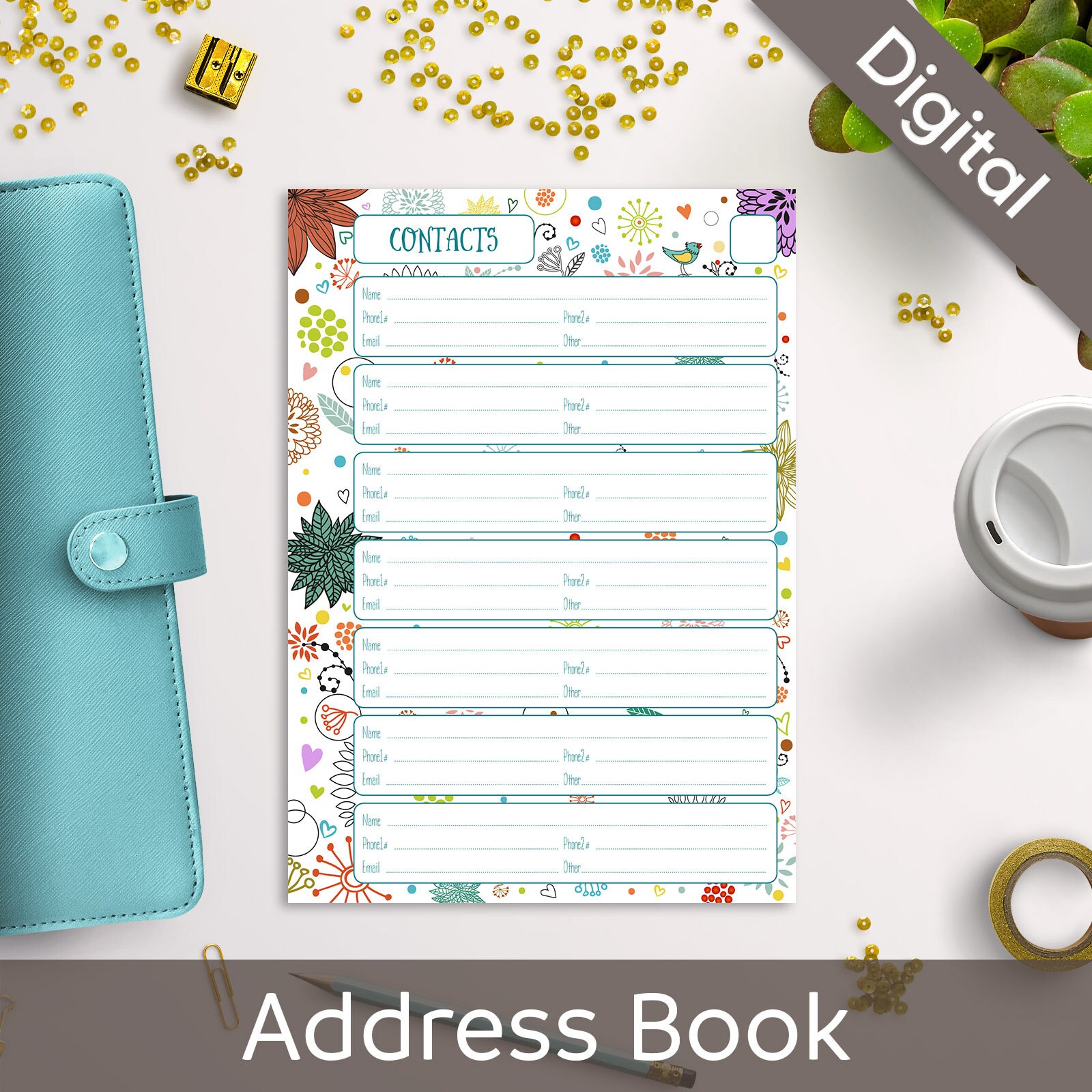 A5 Address Book Pages Printable Contact Sheets Filofax A5 Etsy