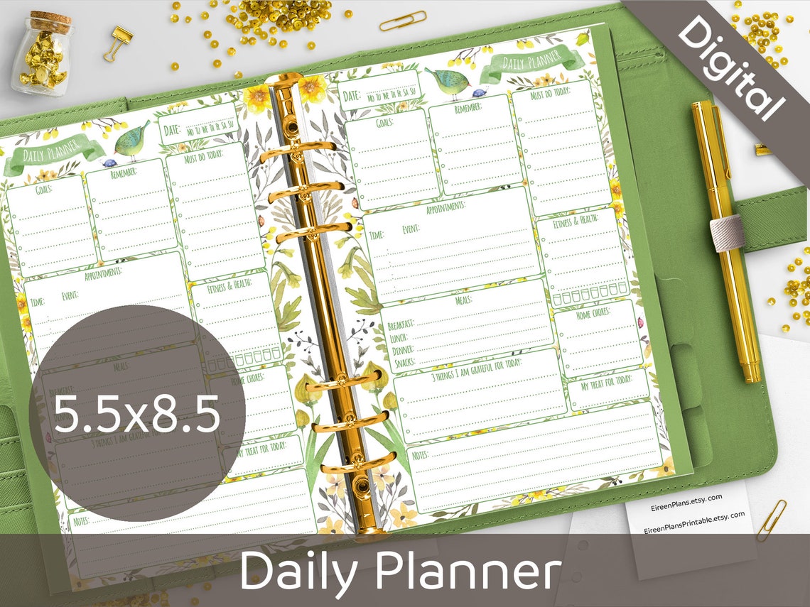 5 5 X 8 5 Daily Planner Printable Daily To Do Planner Etsy