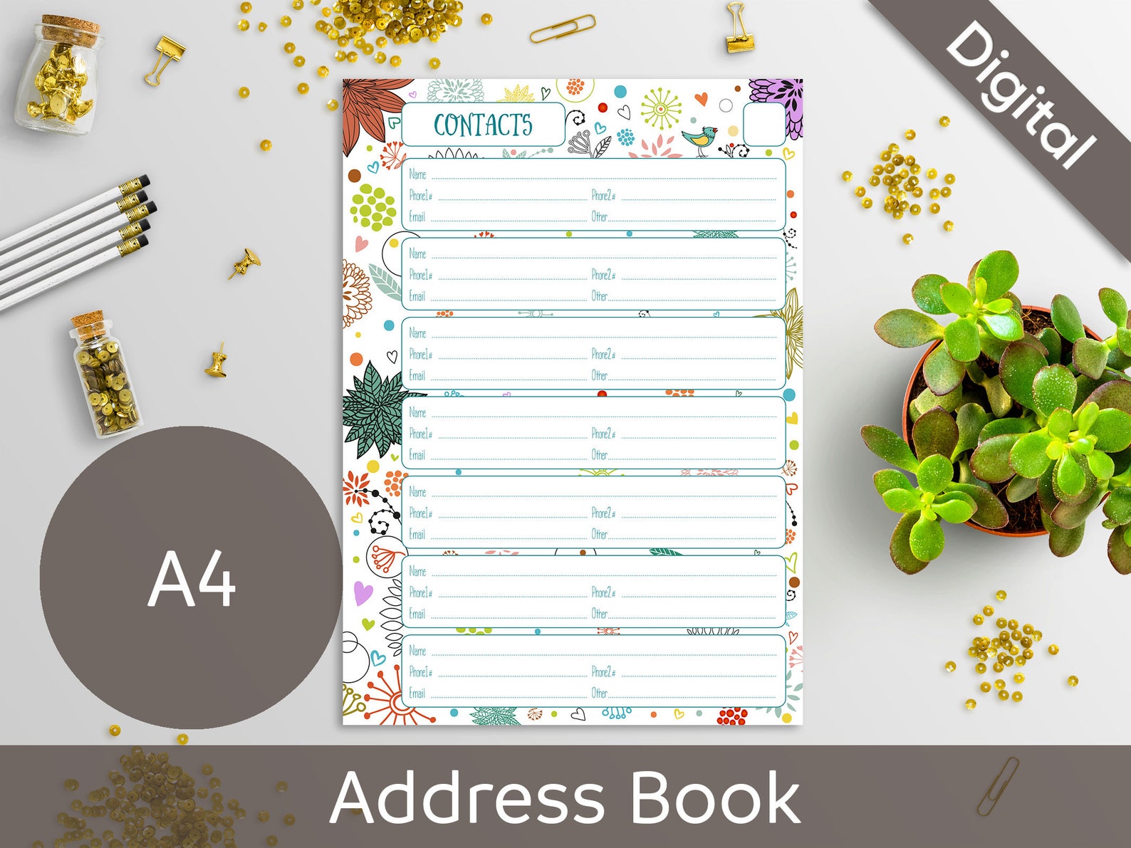 A4 Address Book Pages Printable Contact Pages Planner | Etsy UK