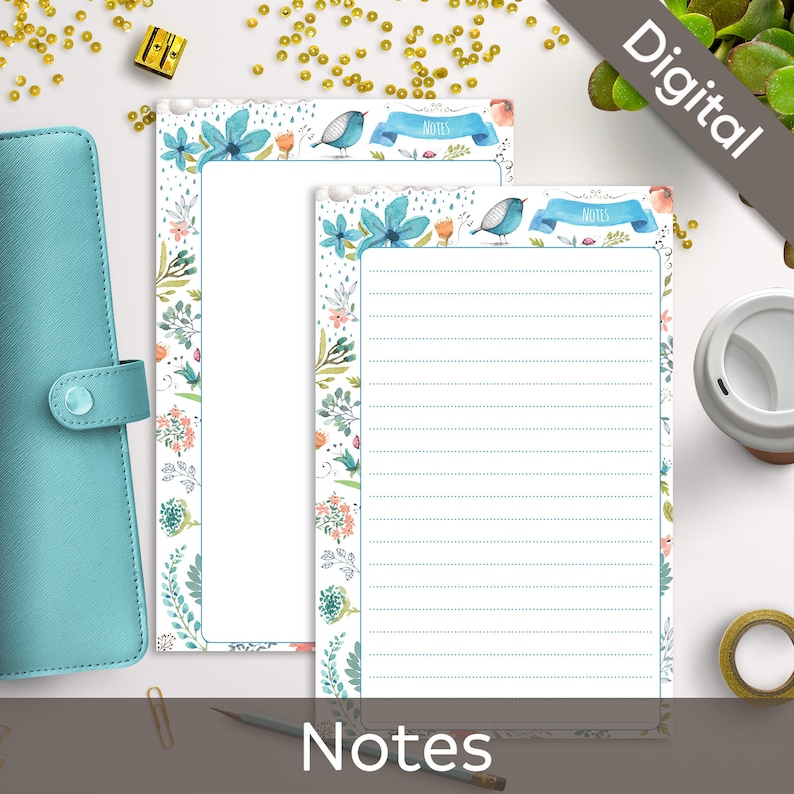 5.5x8.5 Notes Printable Half size printable refills Lined &amp; | Etsy