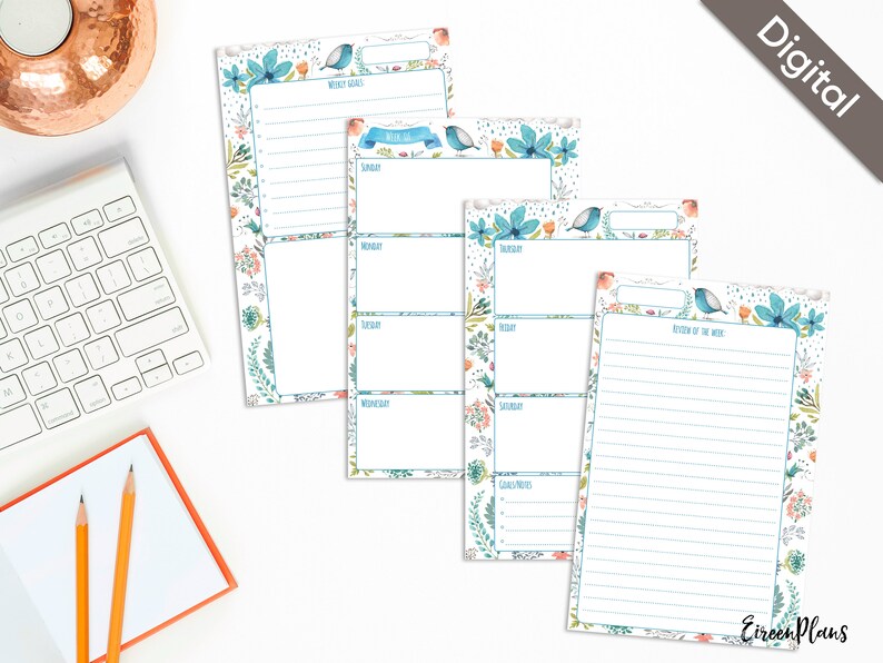 5.5x8.5 Weekly Planner Printable Undated Weekly WO2P Half | Etsy