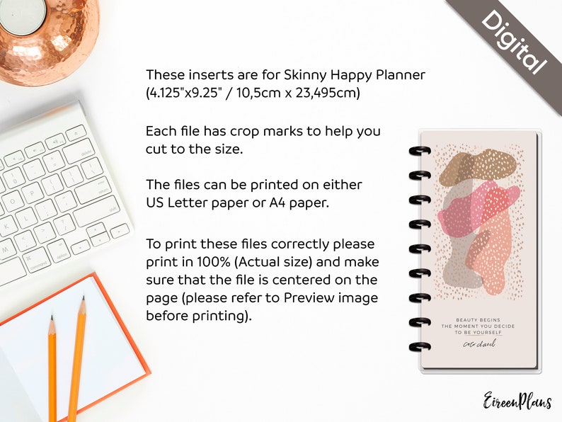 Skinny Classic Happy Planner Printable Cover or Dashboard Etsy