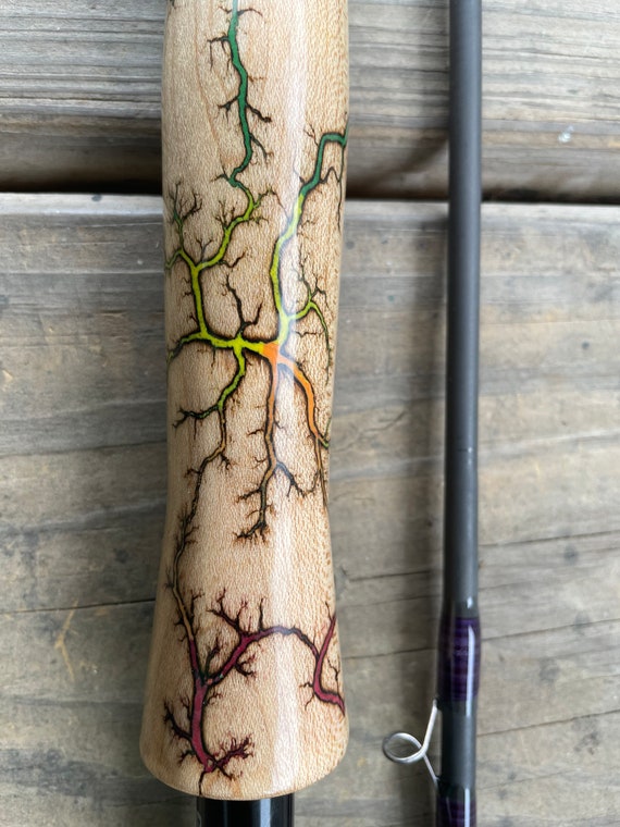 Custom Fishing Rod. Fractal Burned lightning Grip Handle -  Finland